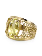 Inel Peridot galben Aur galben 14K Vintage bijuterii vrc057y
